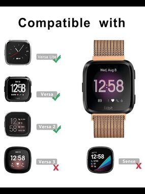 NWT Fitlink Rose Gold Stainless Steel Mesh Band for Fitbit Versa Series